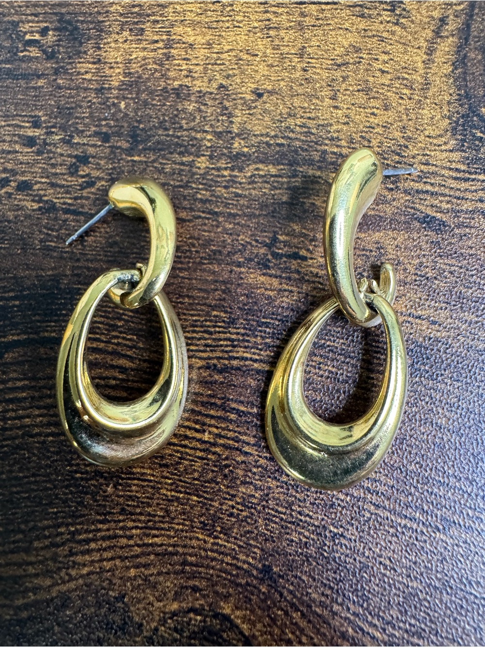 Monet Polished Gold Plated Double-Loop Drop Earrings